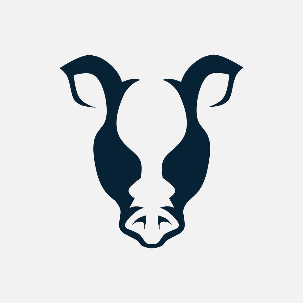 Pig pork minimalist logo. Simple negative space animal business brand design. Isolated with soft background. vector