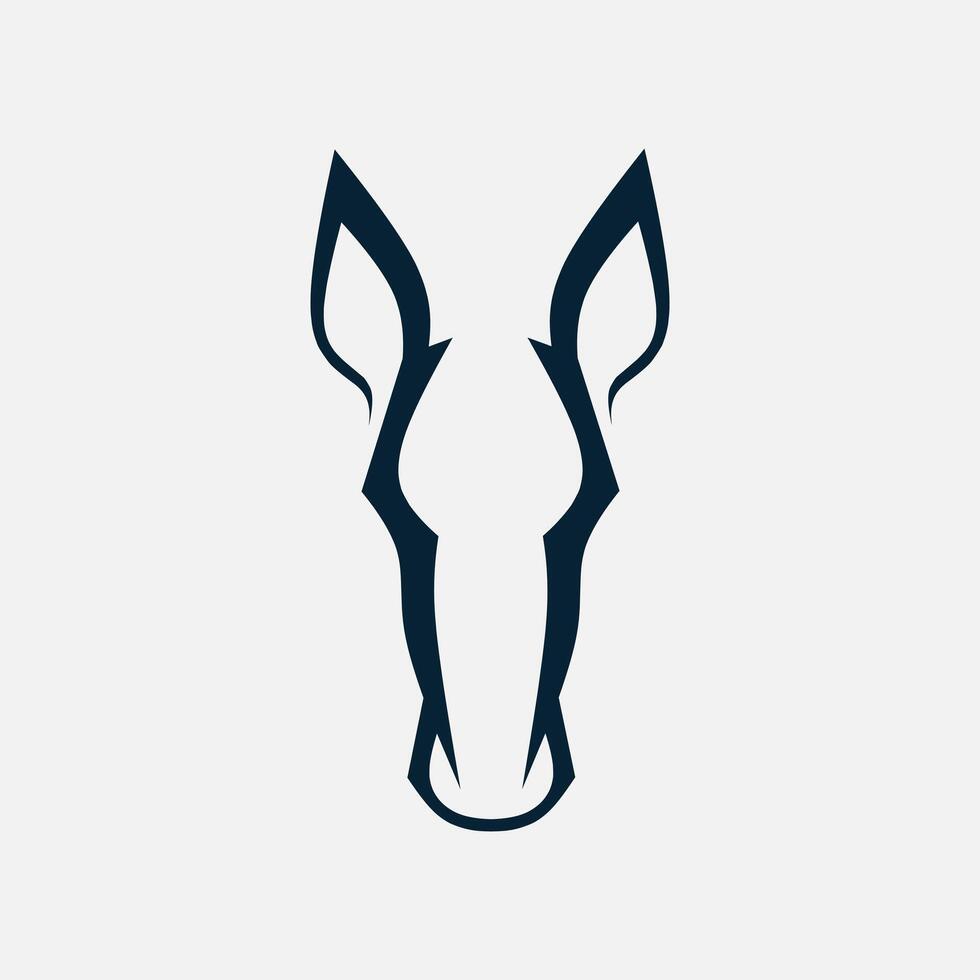 Donkey minimalist logo. Simple negative space animal design. Isolated with soft background. vector