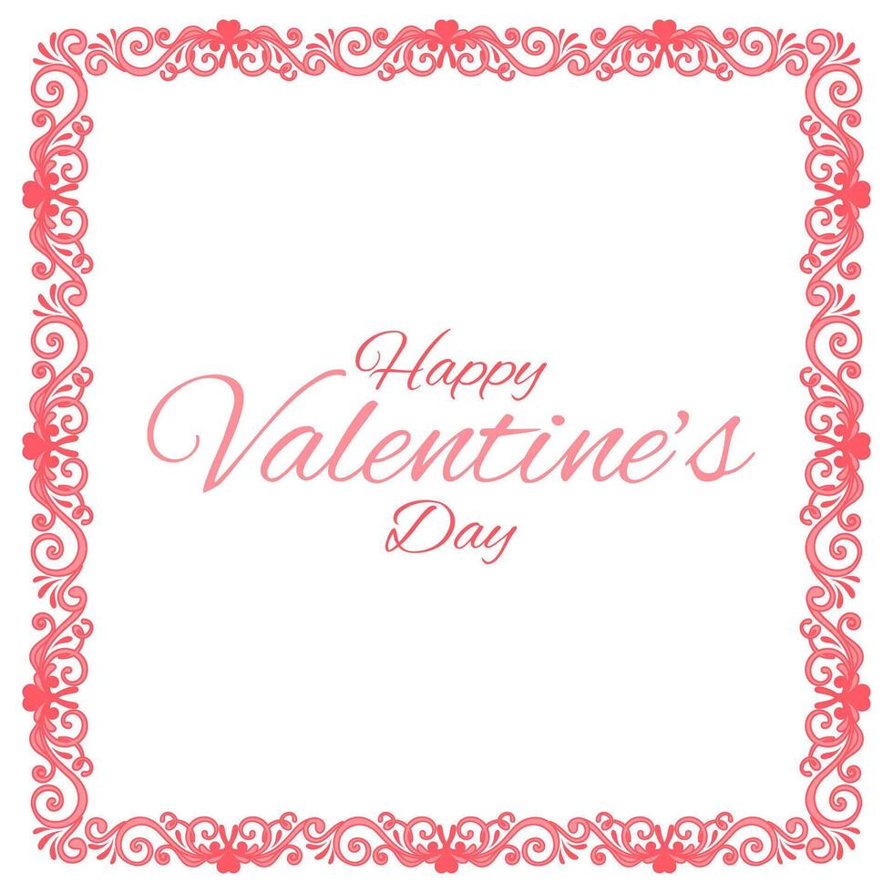 Elegant Valentine's Day Greeting Card with Ornate Red Border vector