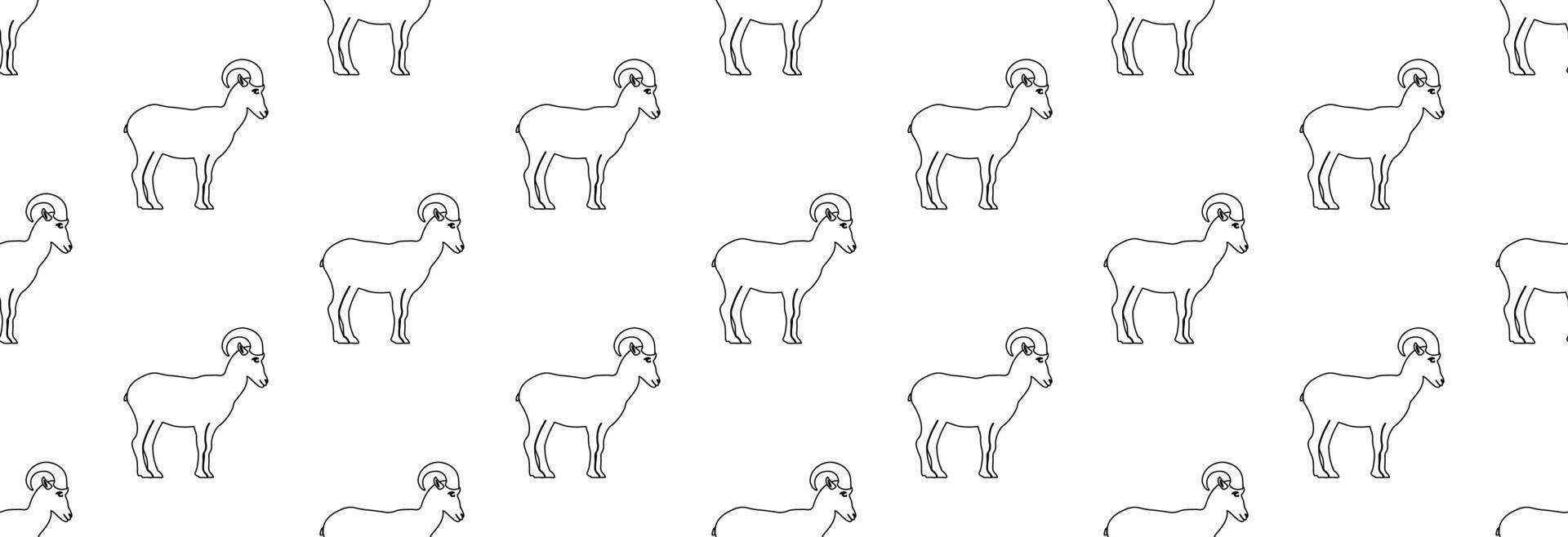 Mountain sheep on a seamless pattern. vector