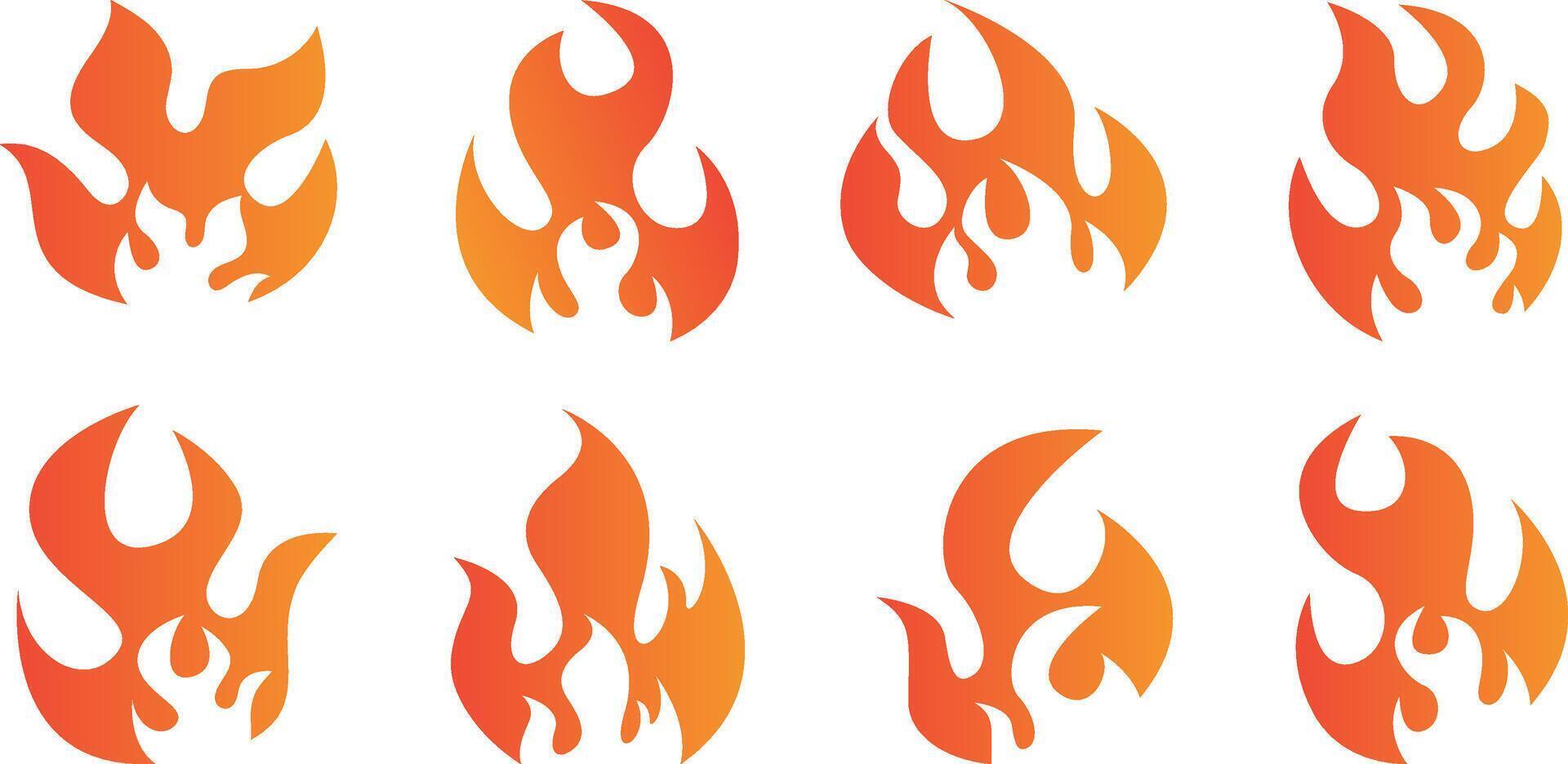 Set of flame icons with fiery design elements vector