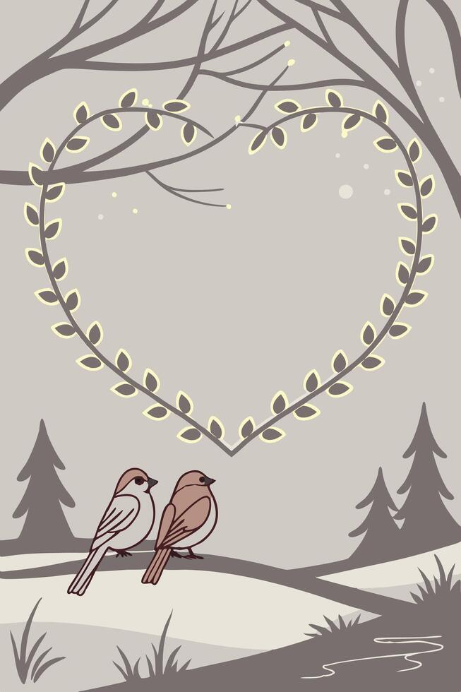 A delicate arrangement of fairy lights in a heart shape, emitting a warm glow against a muted backdrop. vector