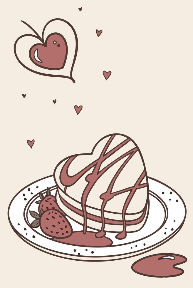 A beautifully plated sweet treat showcases a delicate heart-shaped cookie. vector