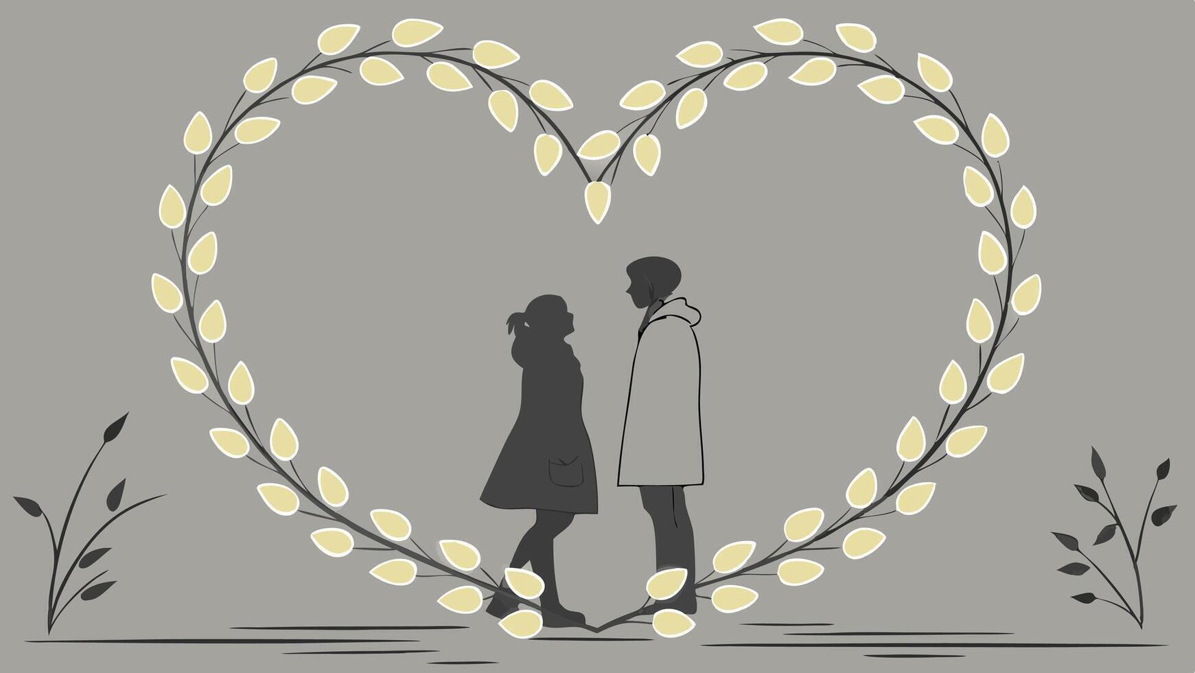 A heart border of twinkling lights set against a neutral background, perfect for text placement. vector