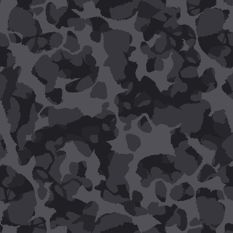 Urban camouflage, black modern fashion design. Dirty brush stroke camo military pattern. Army uniform, fashionable fabric print. Seamless texture vector