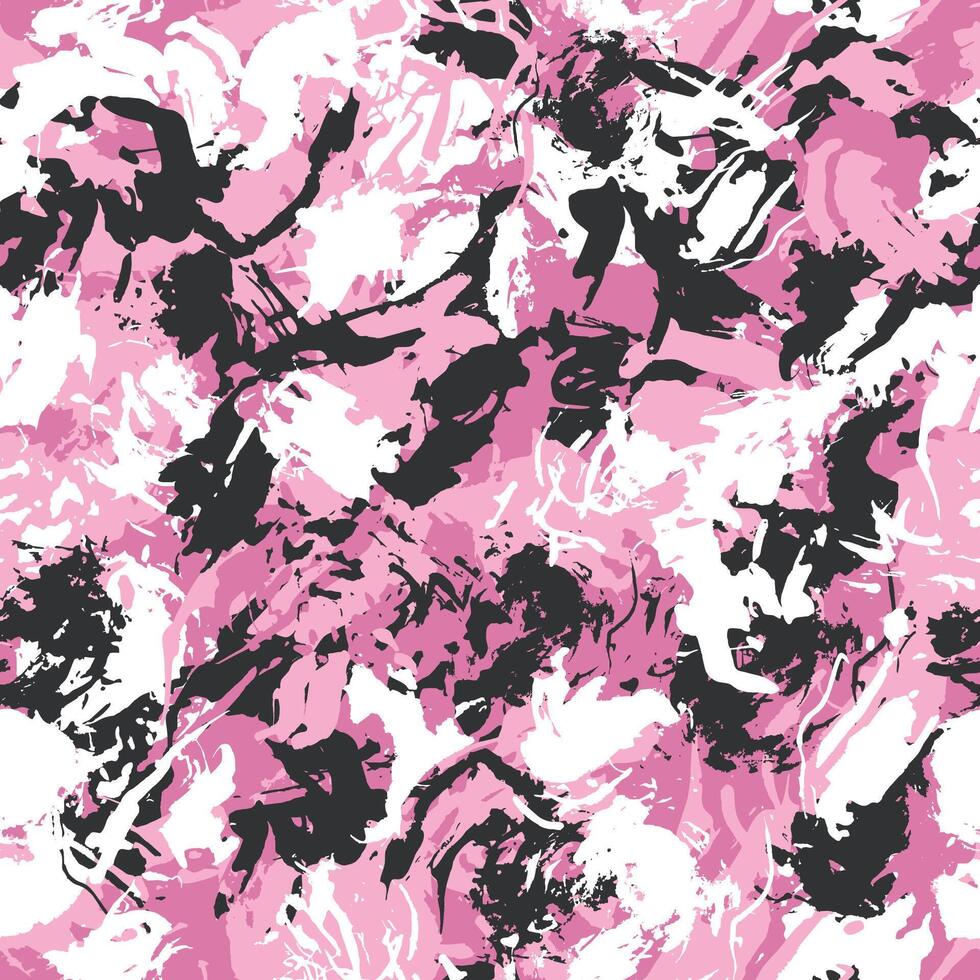 Grunge pink camouflage, modern fashion design. Camo pattern, fashionable fabric. Seamless texture vector