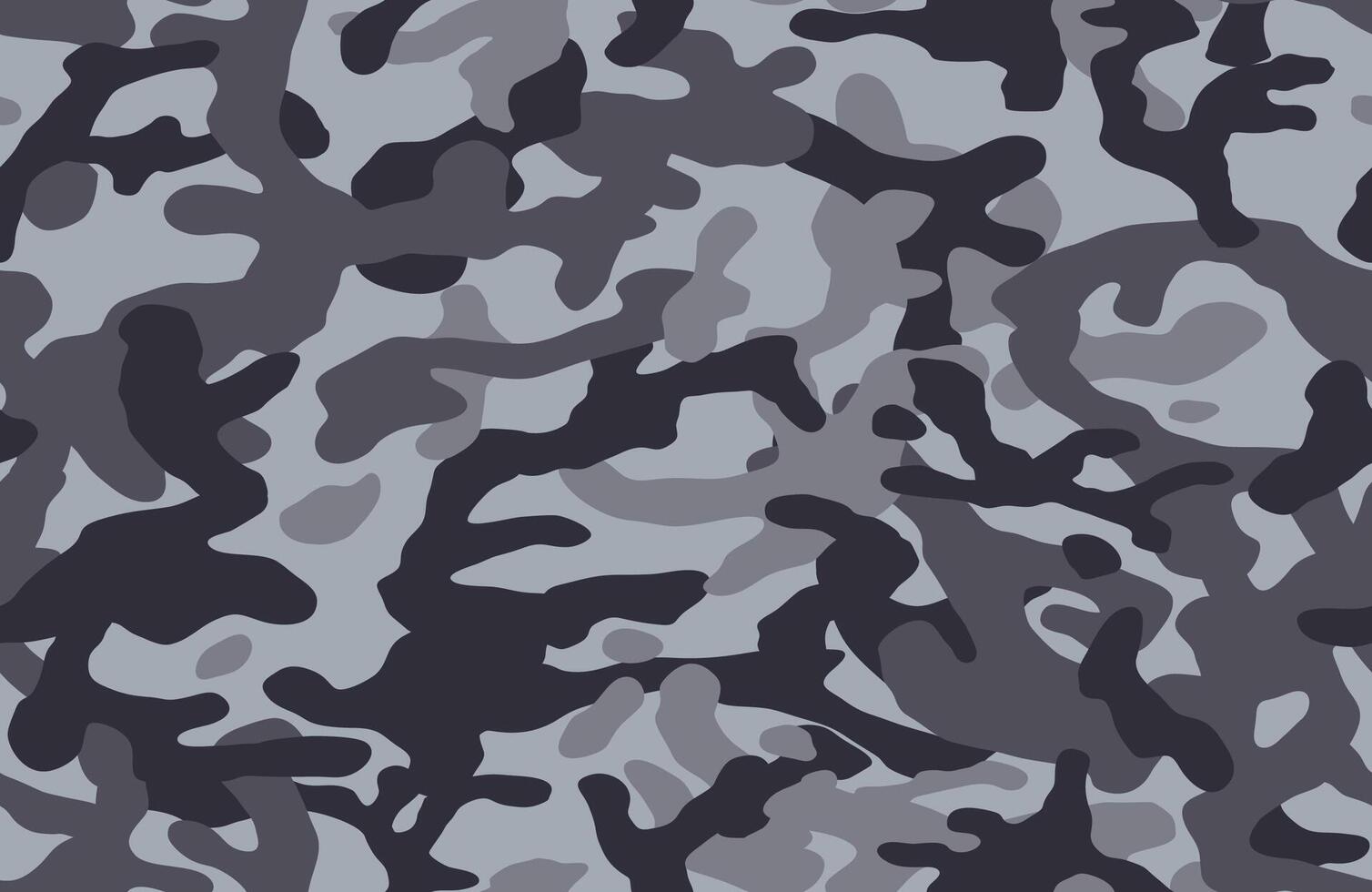 Camouflage pattern background, seamless. Classic clothing style masking camo, repeat print. Grey black and white. vector