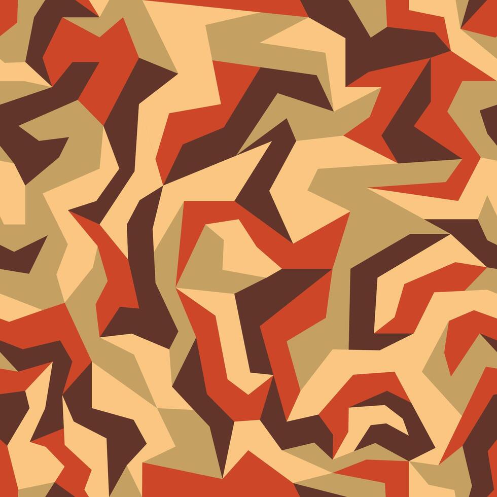 Geometric camouflage, seamless texture. Urban uniform. Orange modern camo pattern, repeat print for fabric vector
