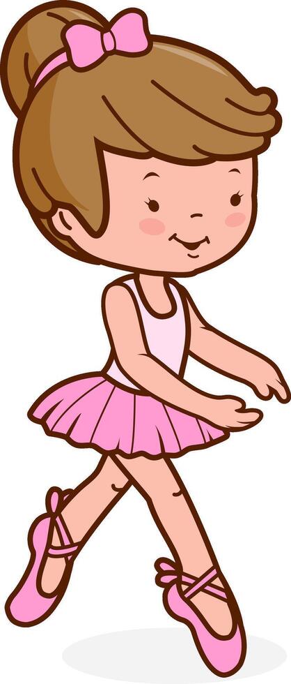 Little ballet dancer girl. Girl dancing classical choreography in pointe shoes. vector