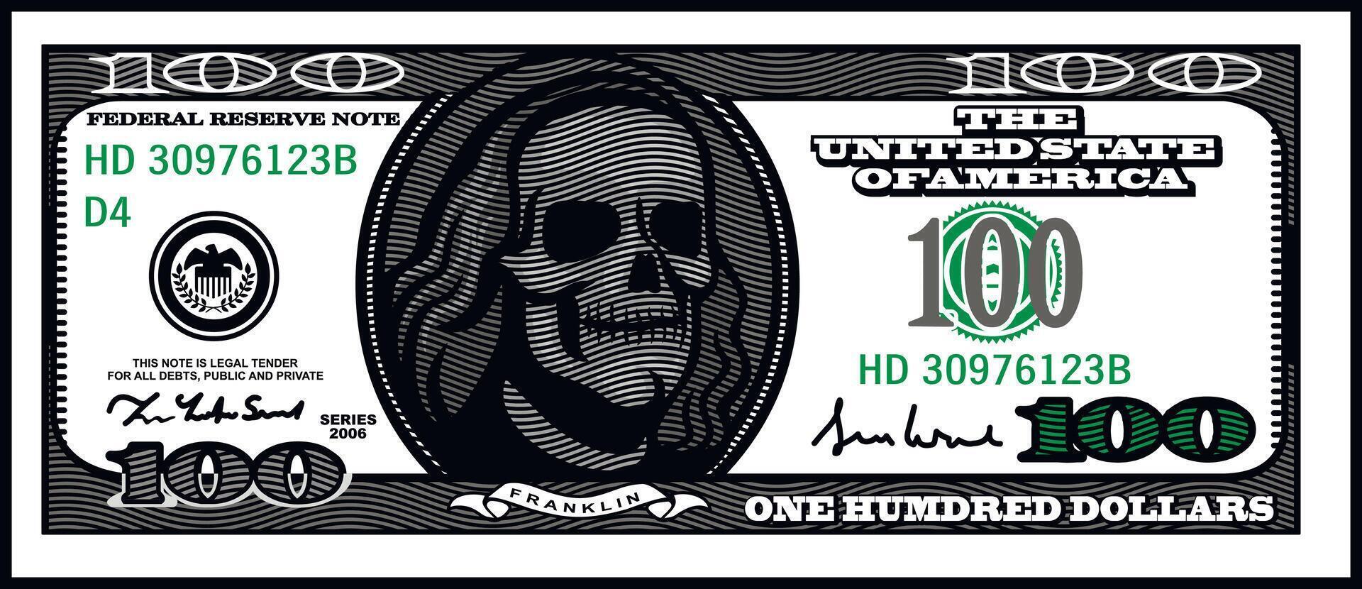 Dollar with skull vector