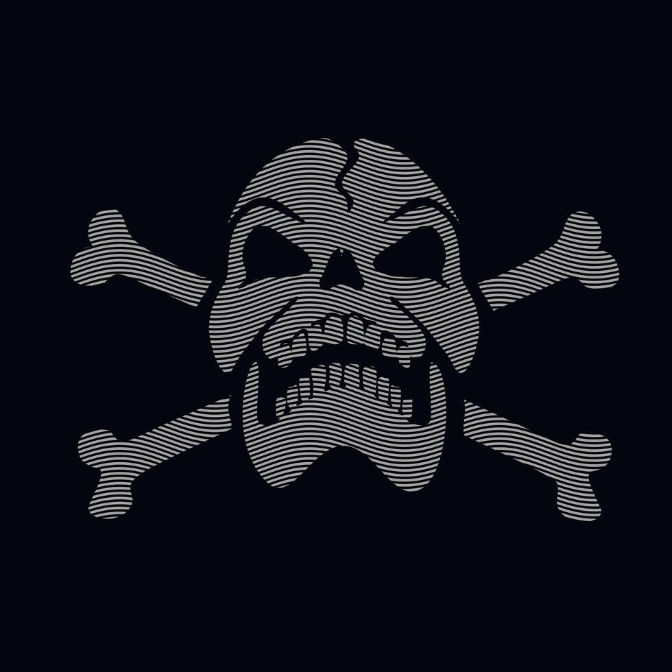 skull with bones, engraving vector
