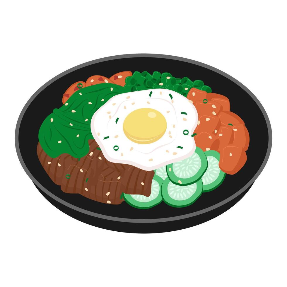 Delicious Bibimbap Traditional Korean Dish vector