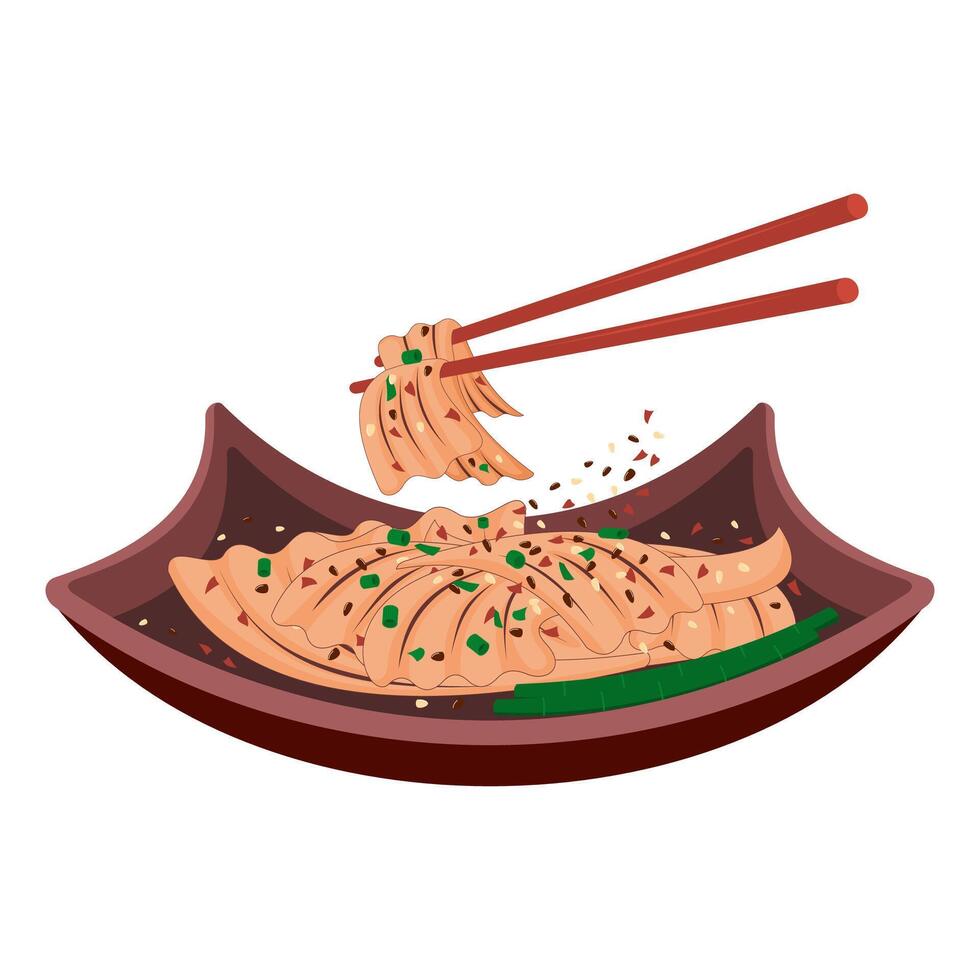 Kimchi Art for Korean Food menu vector
