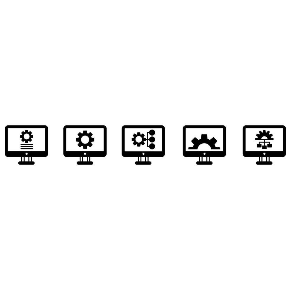 Computer settings icon set. computer settings illustration sign collection. monitor symbol. vector
