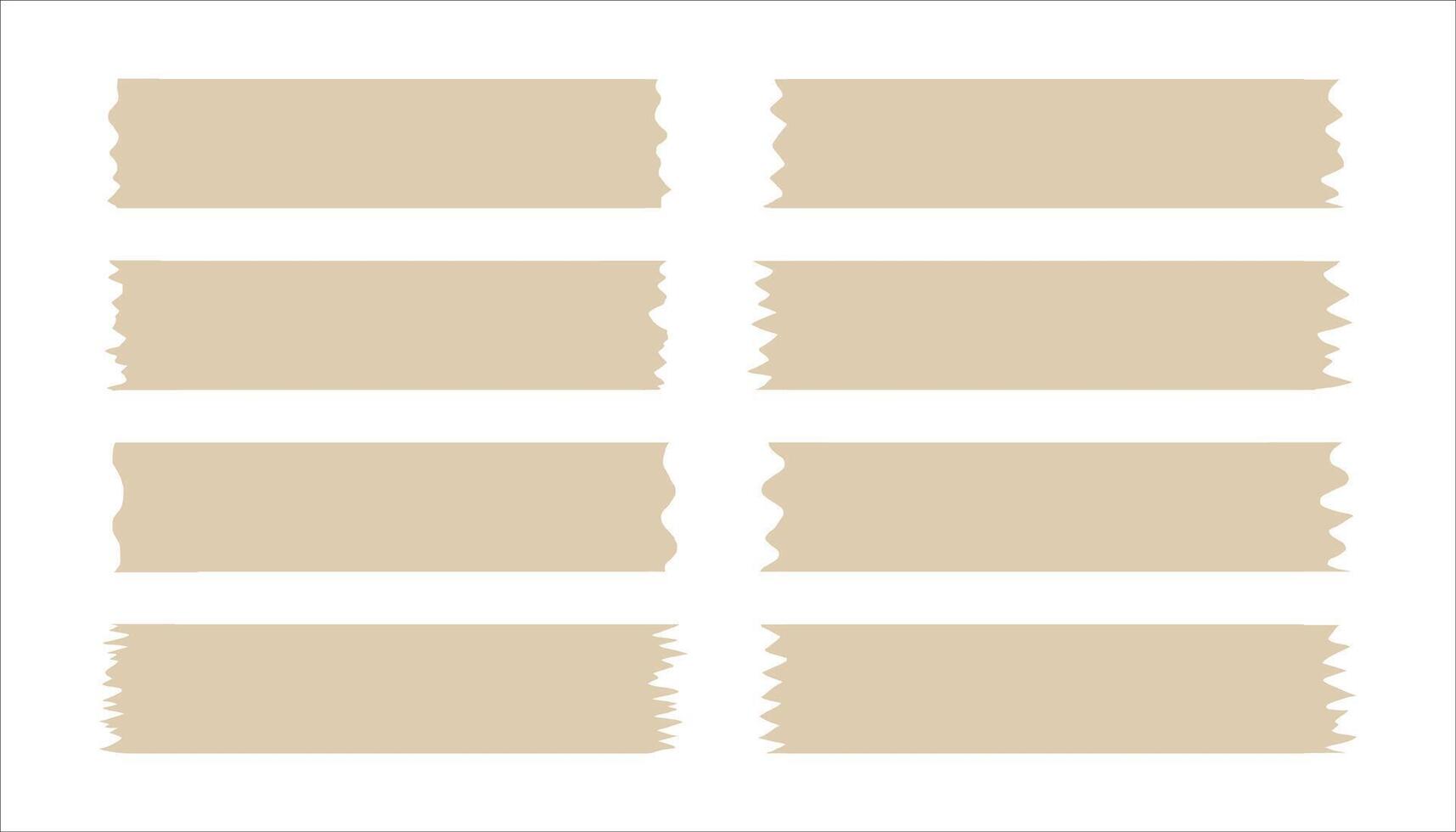 Set of washi tape on a white background. Illustration of a piece of torn Washi tape for sticky notes in form vector