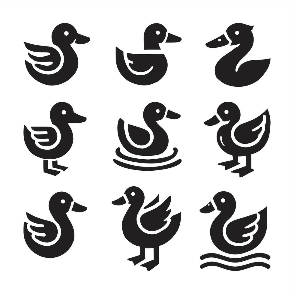Ducks and ducks icons set illustration vector
