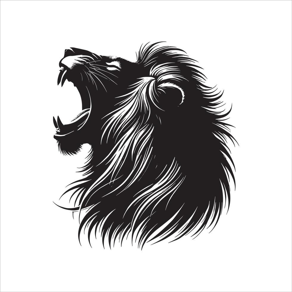 King of the Forest Angry Lion Silhouette Portrait Illustration vector