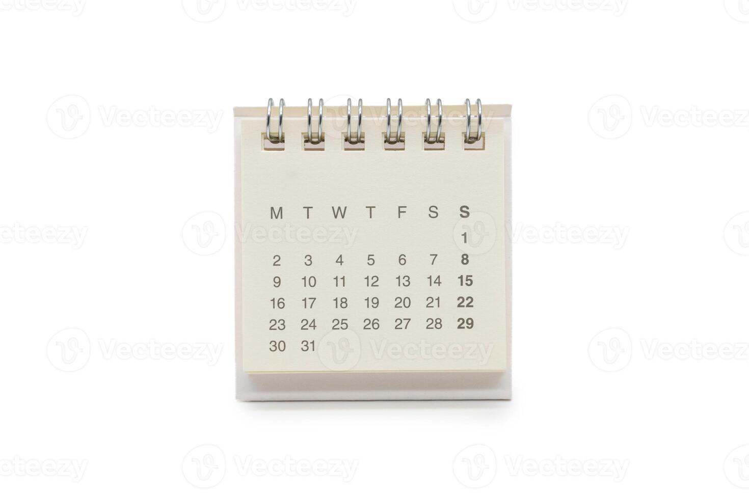 Paper mini desk calendar isolated on white background. 31 days Calendar has no months and no years. Copy space and Clipping path. photo