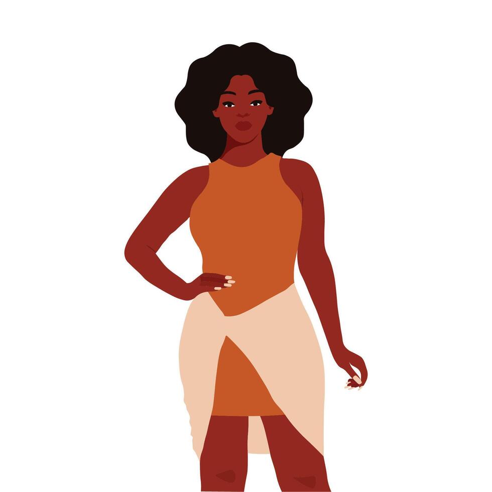 Modern beautiful black woman in elegant art style vector