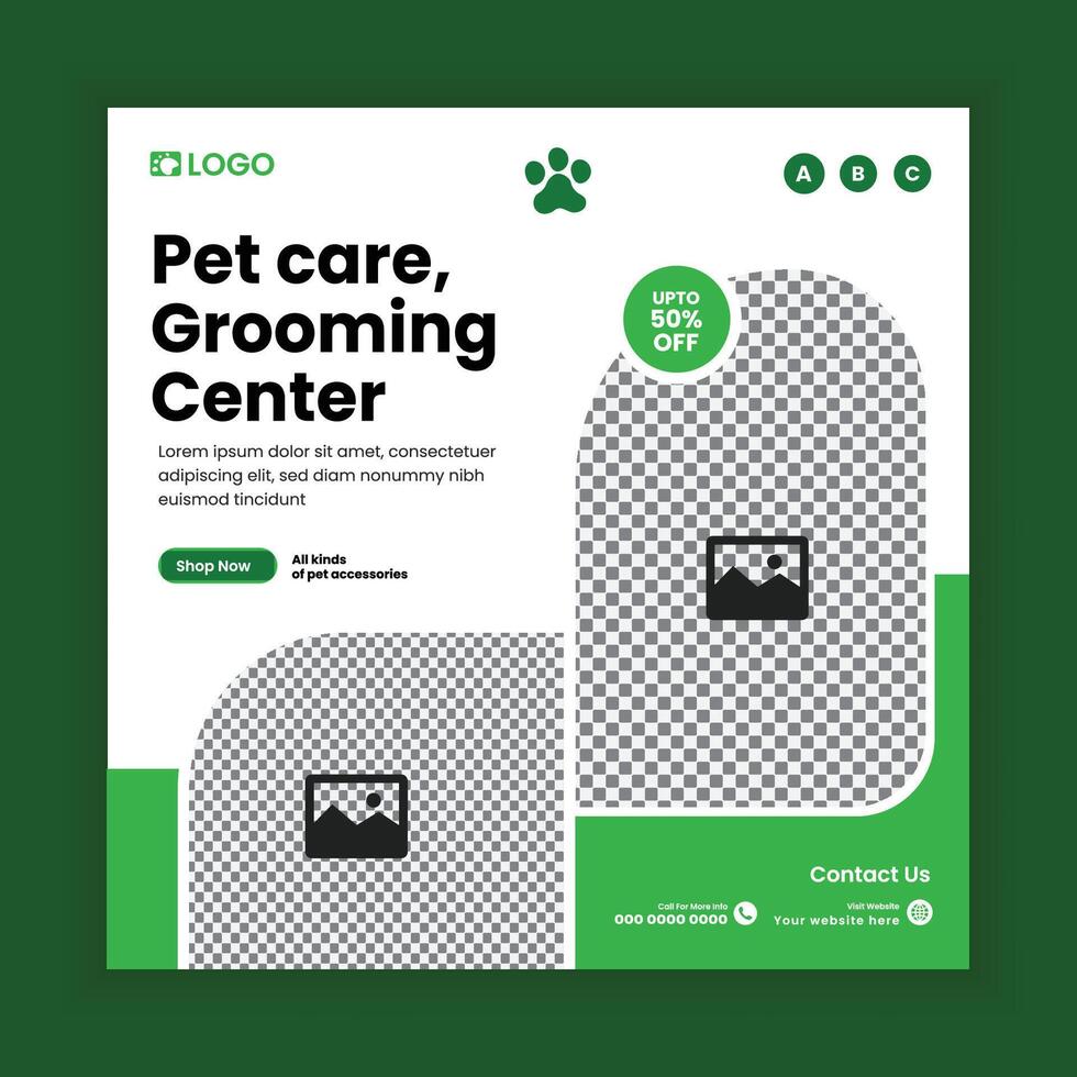Pet grooming and spa Social Media Post Design or Pet Business web or online Square Banner Template vector