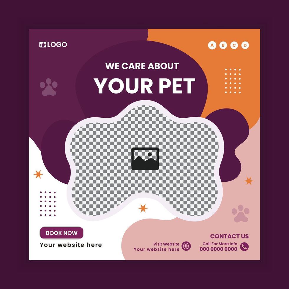 Pets health care Social Media Post Design or Pet Business web or online Square Banner Template vector