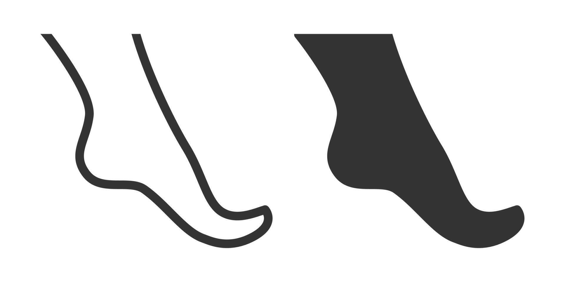 Minimalist human foot icon in black and white, illustration. vector
