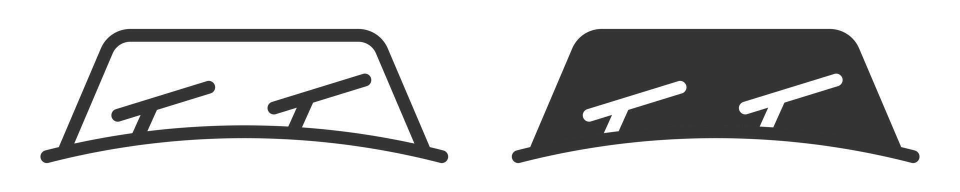 Black and white windshield wipers on a car window. vector