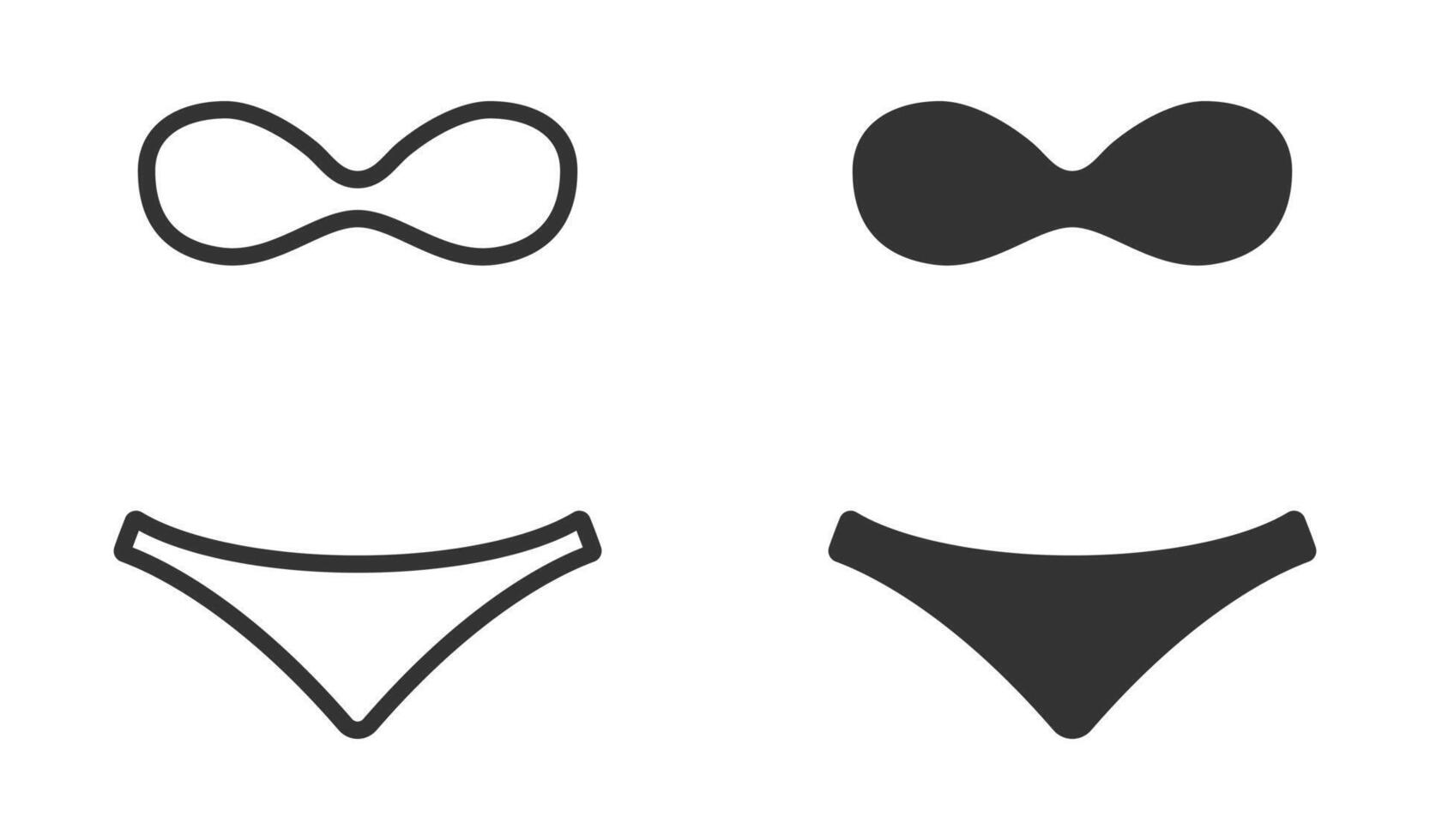 Minimalist bikini icon with top and bottom variations in black. vector