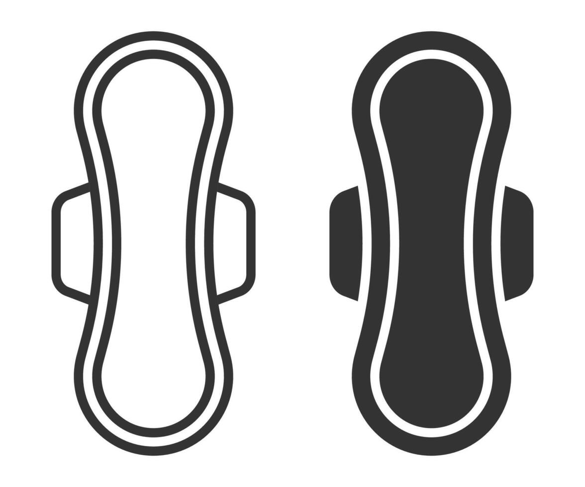 Sanitary pad icon in outline and solid styles, minimalistic design. vector