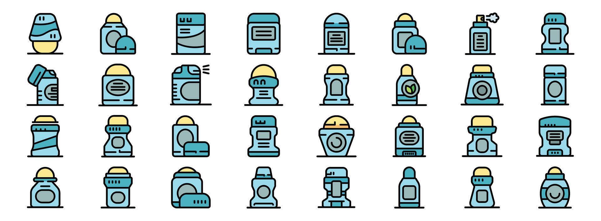 Collection of various deodorant stick icons in pastel colors vector