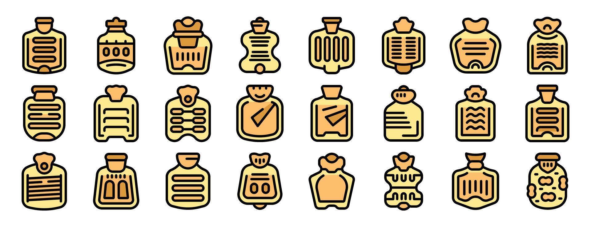 Collection of vintage perfume bottle icons in rows vector
