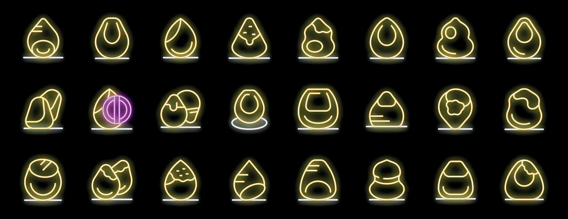 Neon icon set featuring various egg designs vector