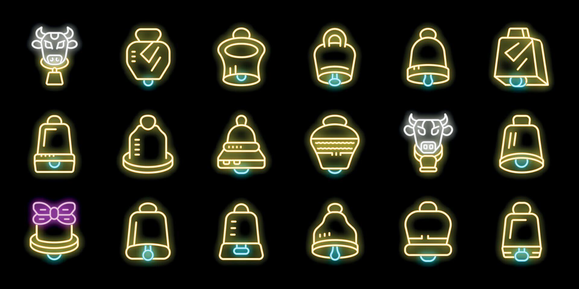 Neon cowbell icons in various designs vector