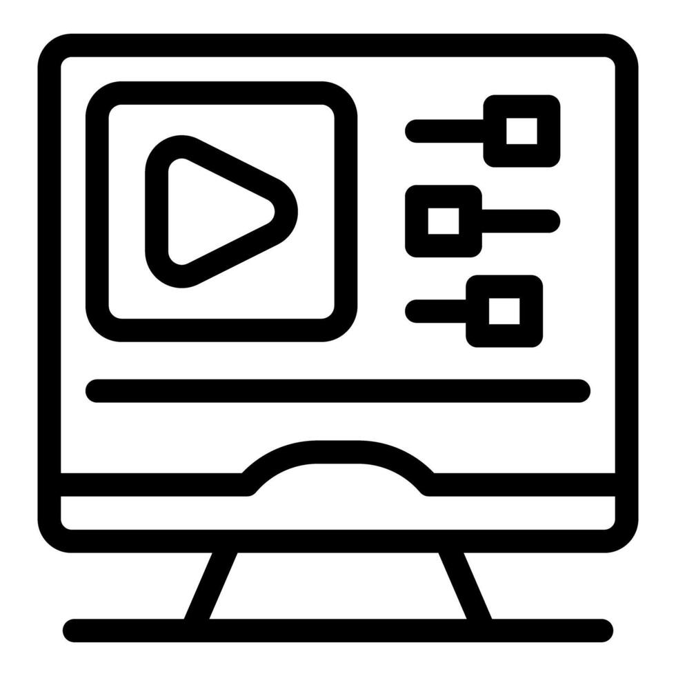 editing software displaying on computer monitor with play button and sliders vector