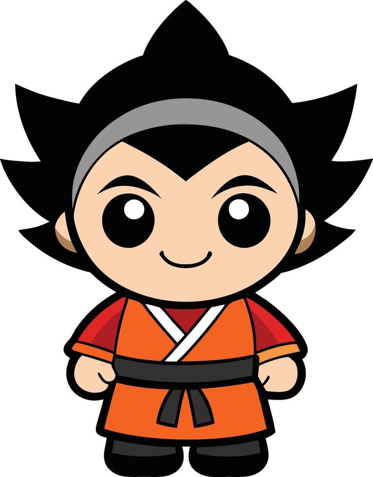 Adorable Anime karate Boy Character Design vector