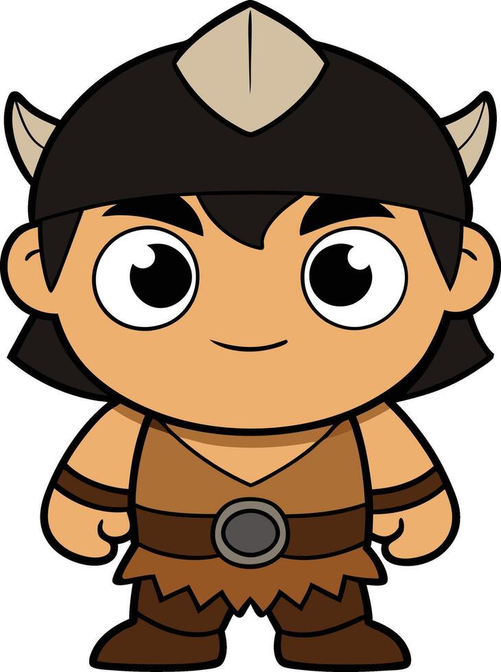 Adorable Cartoon Viking Boy vector
