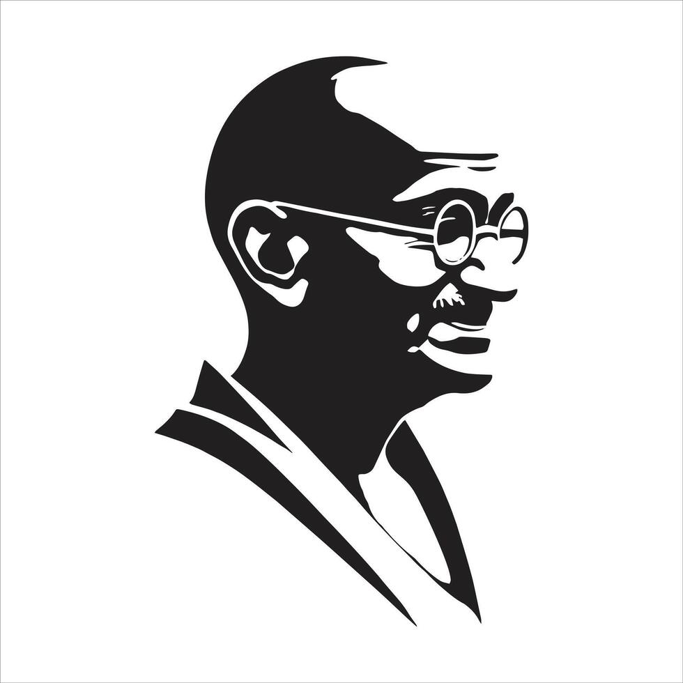 Mahatma Gandhi Freedom Fighter Silhouette in Black and White Illustration Art for Gandhi Jayanti vector