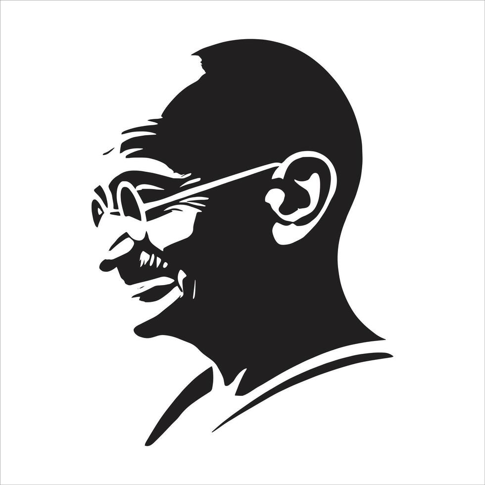 Mahatma Gandhi Freedom Fighter Silhouette Art in Black and White for Gandhi Jayanti Illustration vector