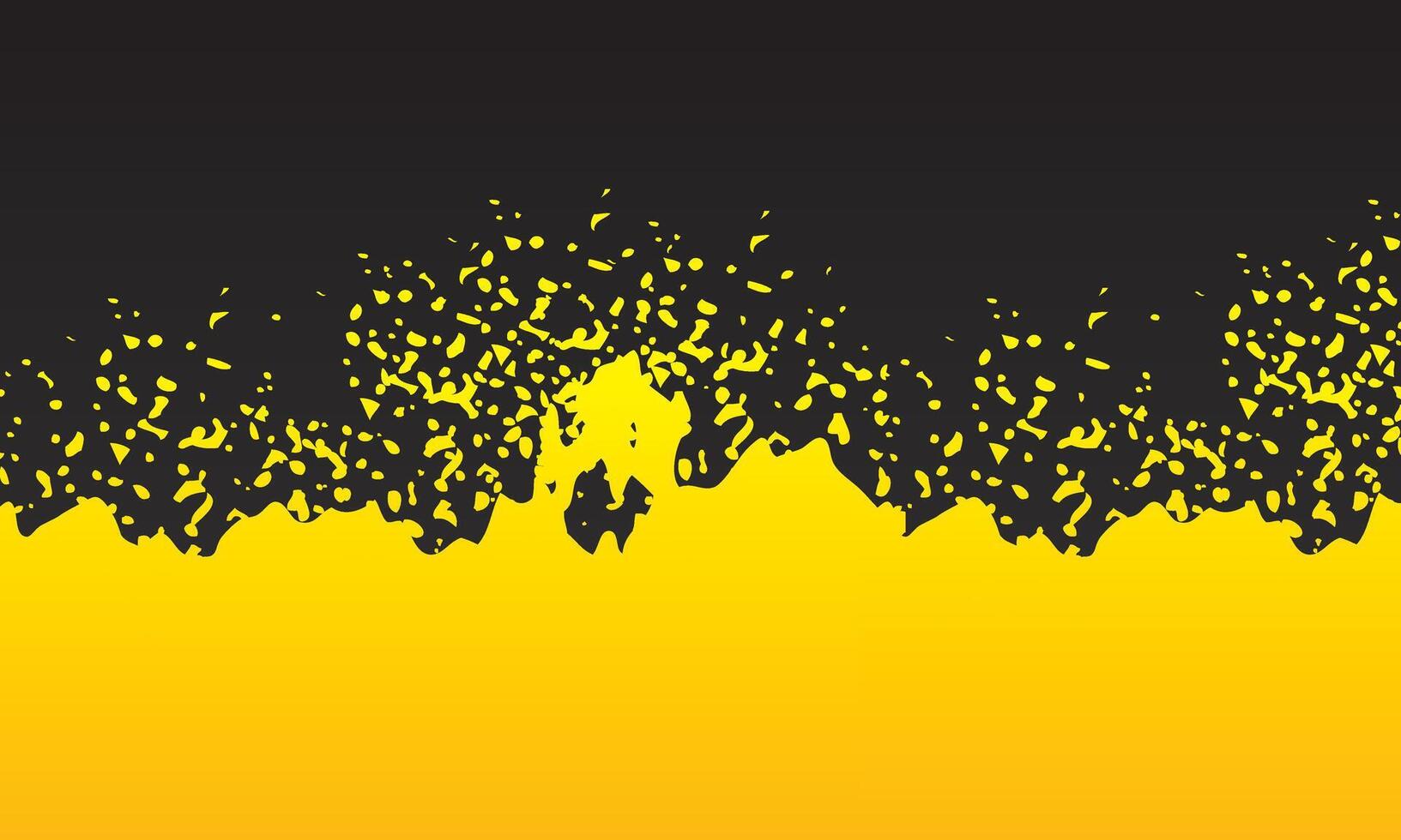 Abstract yellow and black brush grunge background vector