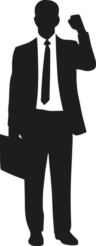 Businessman Silhouette Holding Briefcase with Gesture of Success - Illustration vector
