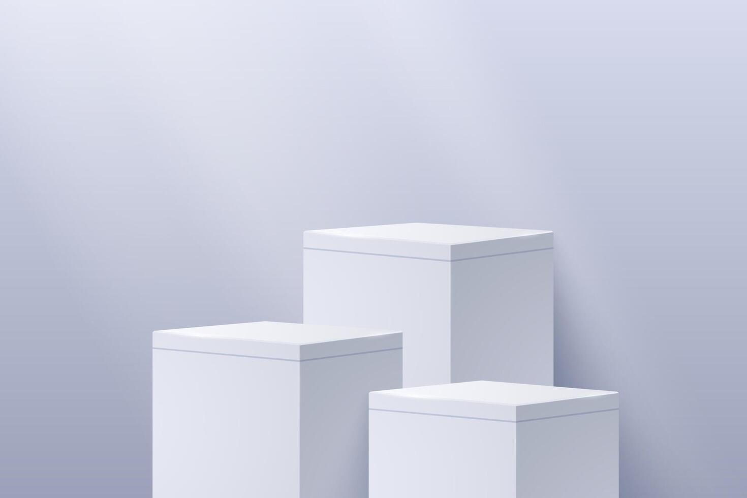 Cube blocks scene in 3d minimalistic style on light background. Showcase, display mockup for products. vector