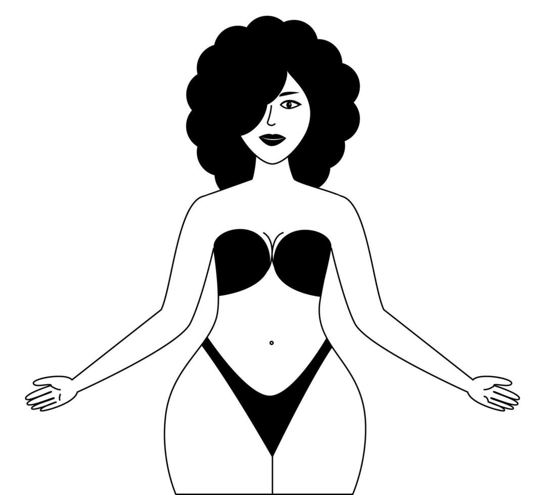 Art of a confident woman celebrating her body. vector