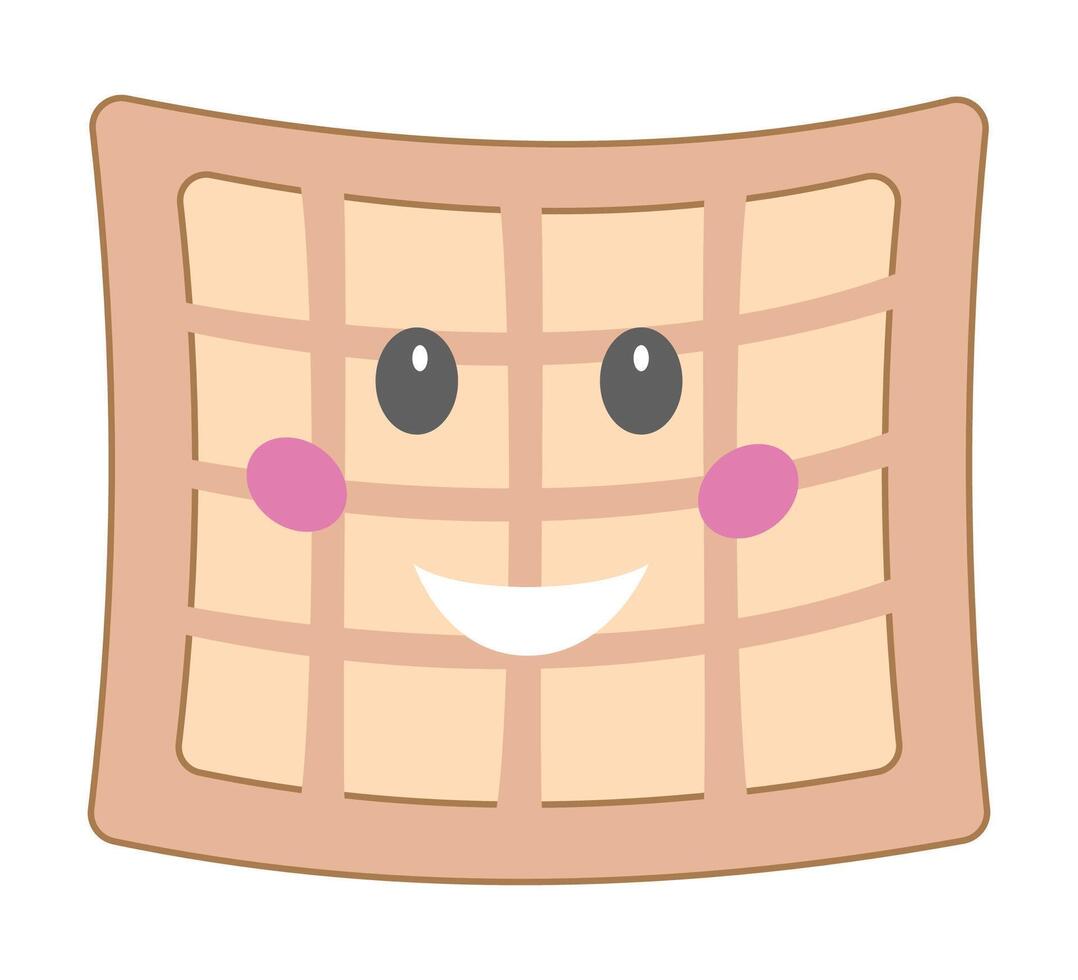 A cheerful waffle character with happy facial features vector