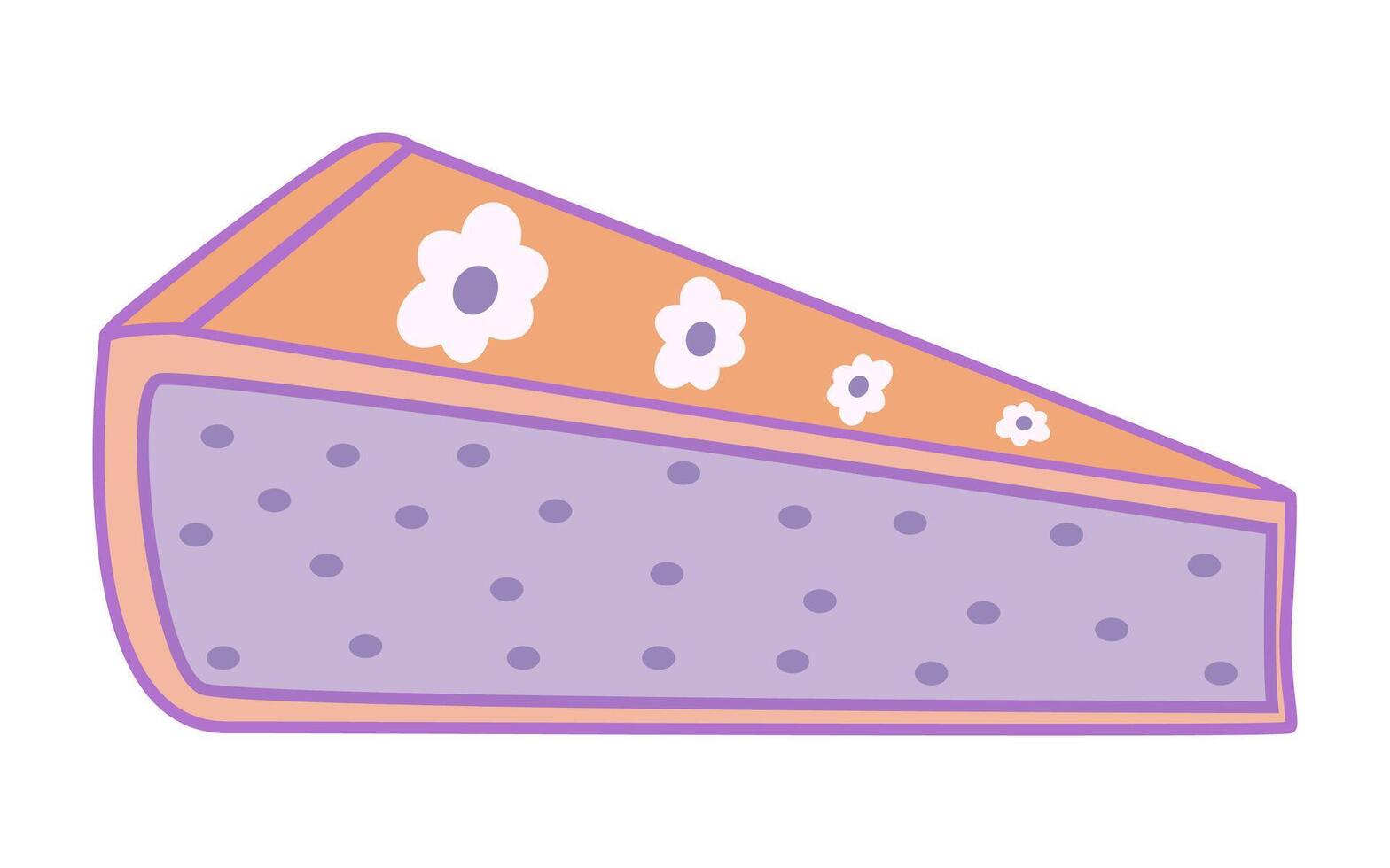 Fun cheese slice design featuring floral patterns and colors vector