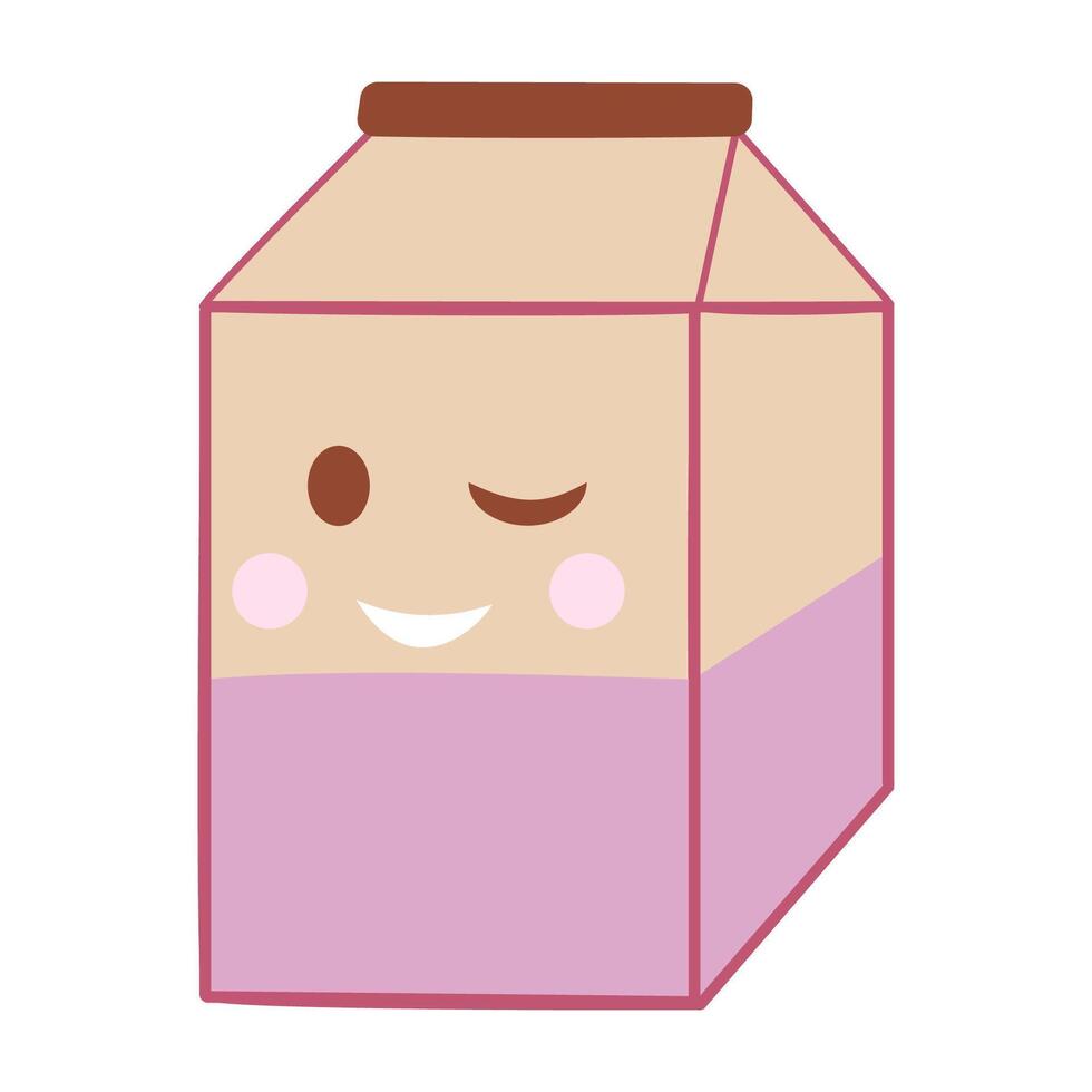 Colorful milk carton displays a smiling face with a wink. vector