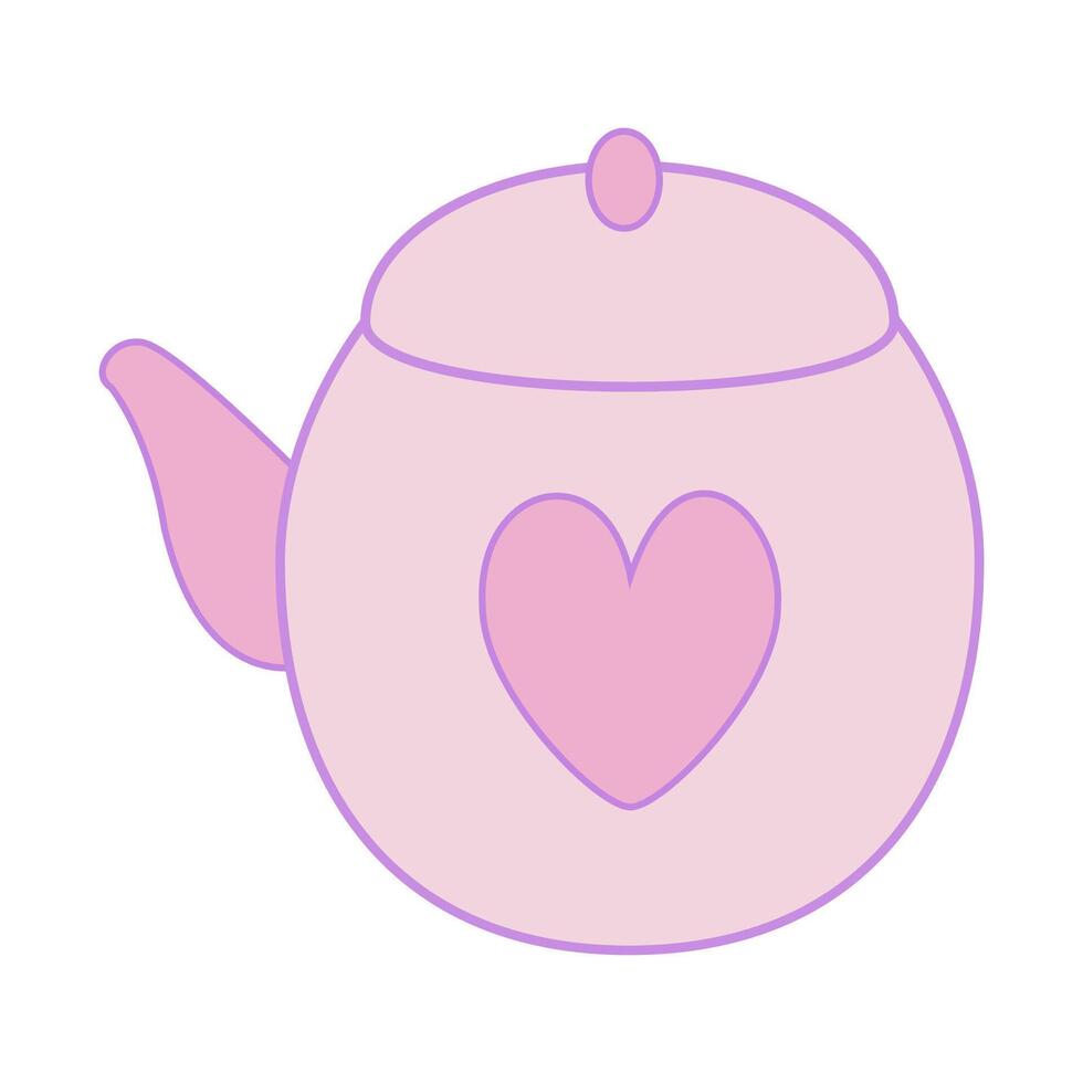 Playful pink teapot features a heart shape, perfect for gatherings. vector