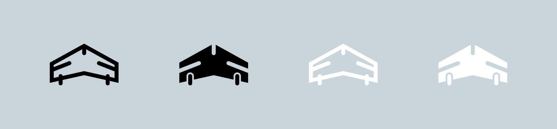 Glider icon set in black and white. Fly signs illustration. vector