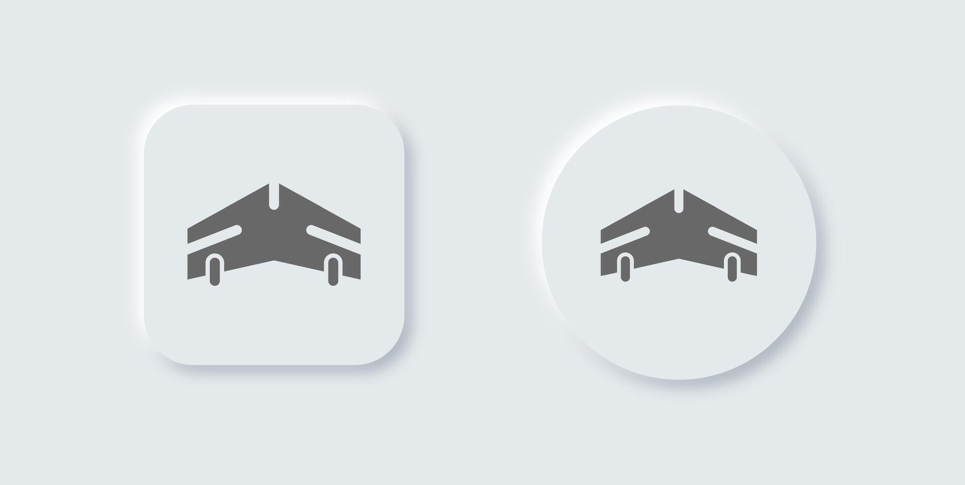 Glider solid icon in neomorphic design style. Fly signs illustration. vector