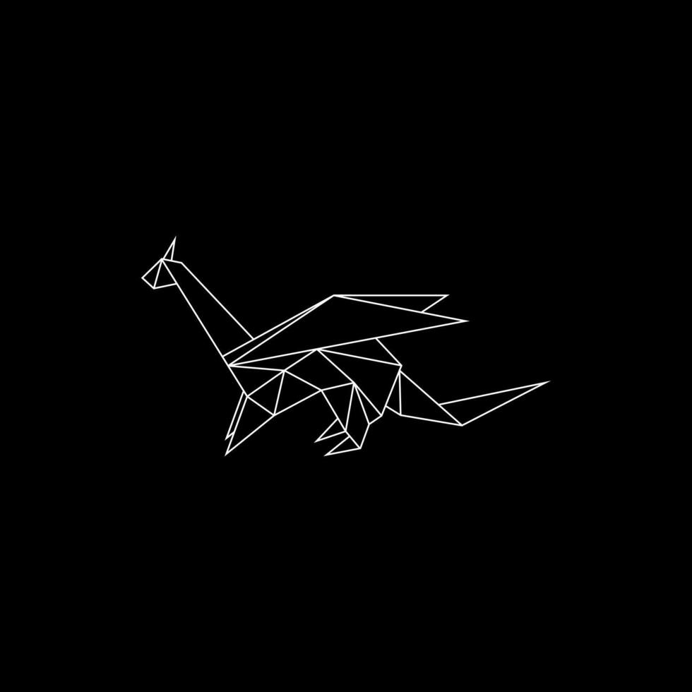 Dragon Polygonal Lines, can use for Logo, Pictogram, Mythology Creature Figure, Website, Apps, or Graphic Design Element. BW and Editable. vector