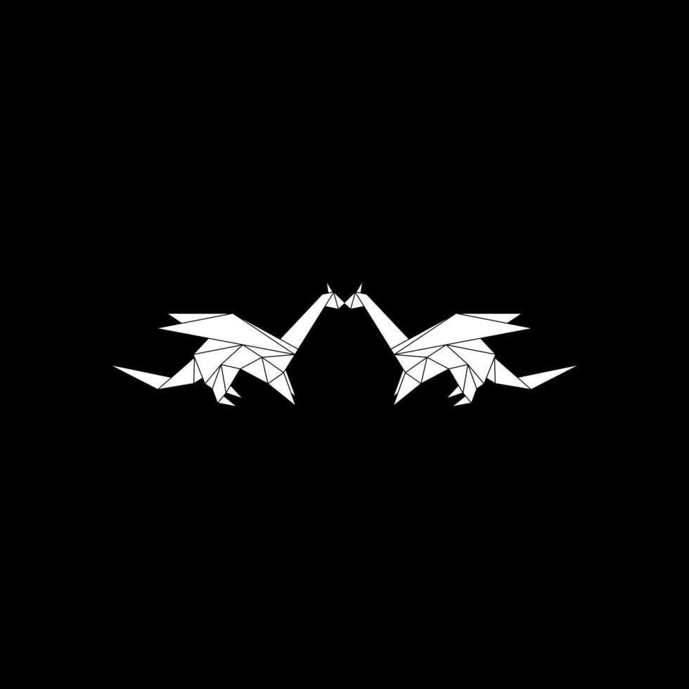 Pair Dragon Shape Inspired by Origami Form, can use for Logo, Pictogram, Mythology Creature Figure, Website, Apps, or Graphic Design Element. vector